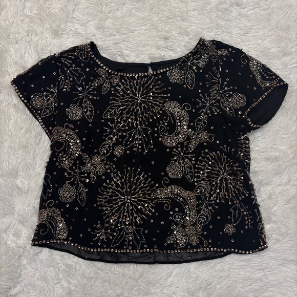 Miss Selfridge's embellished crop top black & gold - Picture 2 of 4